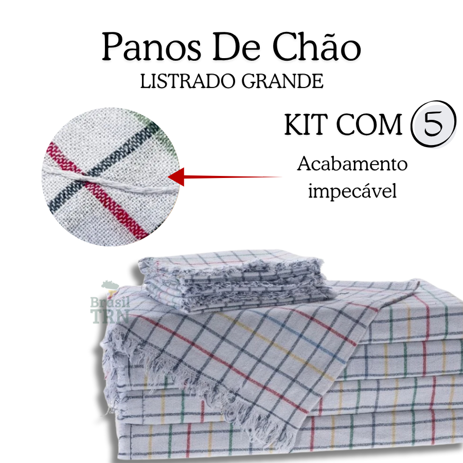 Kit 05 Panos De Chão Quadriculado Grande 65x43cm Multiuso Para Limpeza Alvejado Grosso em Oferta na Shopee