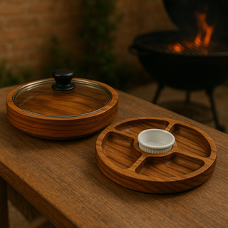 Kit Churrasco Gamela Com Tampa Vidro E Petisqueira Molheira em Oferta na Shopee