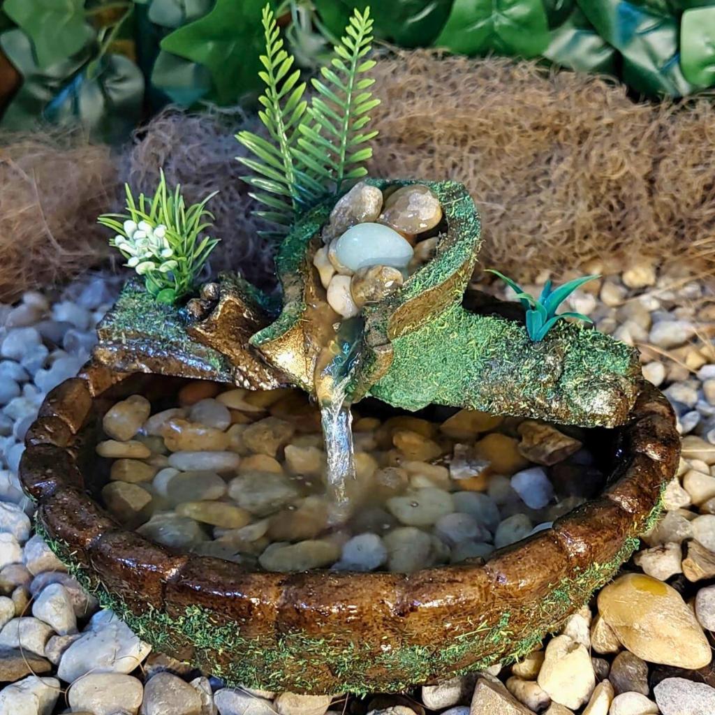Imagem Fonte De Agua Cascata Decoração De Resina Meio Jarro Meditação E Feng Shui Realista Bomba Bivolt
