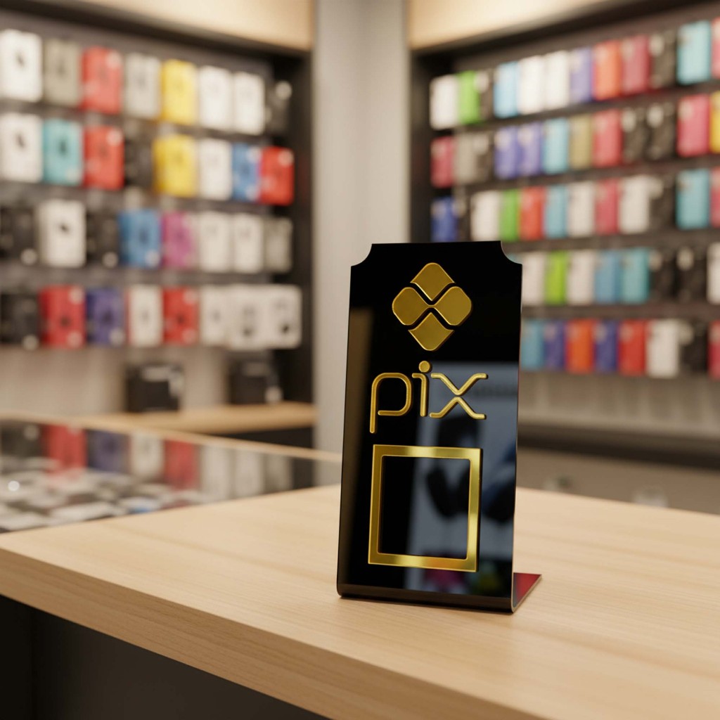 Placa Pix Qr Code de Acrílico Display Mesa Para Pagamentos Suporte Expositor Balcão Loja e Comércio