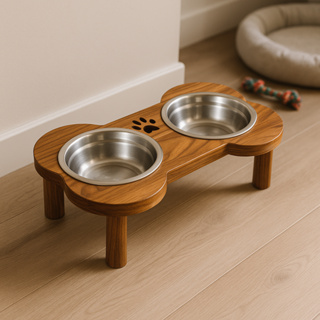 Comedouro Bebedouro P/ Cachorros Elevado Teca Alumínio Top em Oferta na Shopee