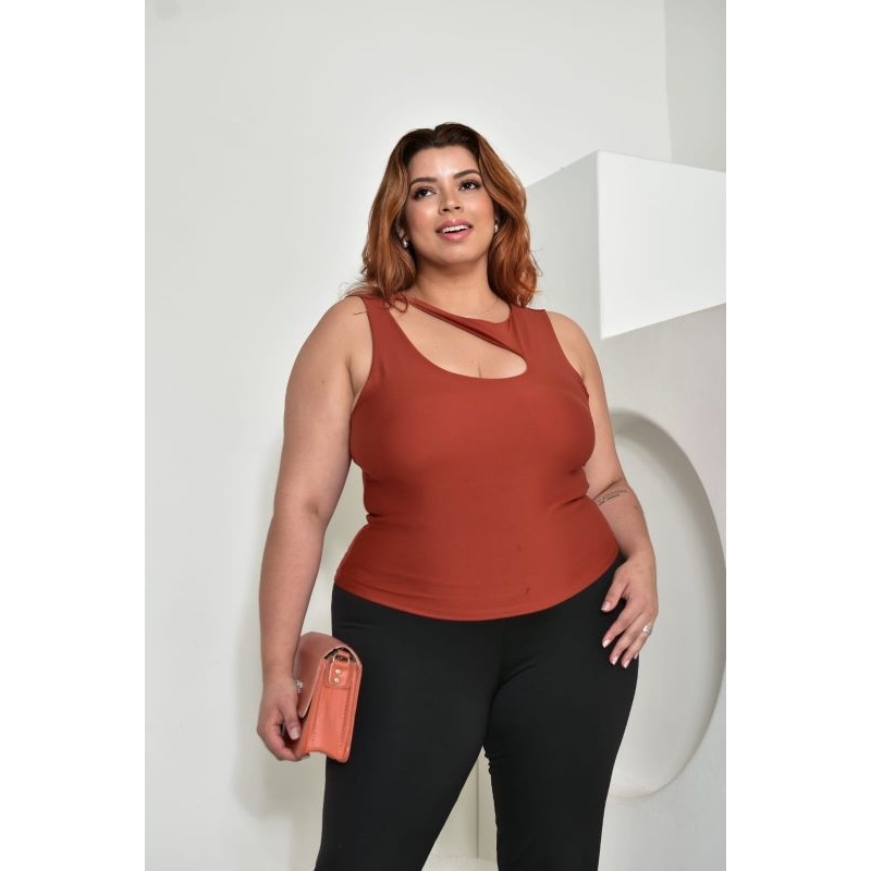 Blusa Regata Feminina Plus Size - Modelagem Confortável e Moderna em Oferta na Shopee