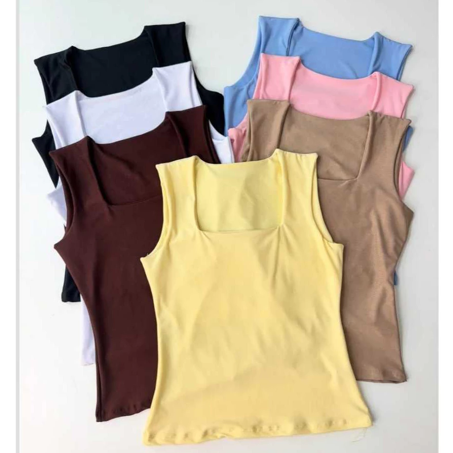 Blusa Regata Feminina Decote quadrado Alça grossa em tecido suplex — imagem 1