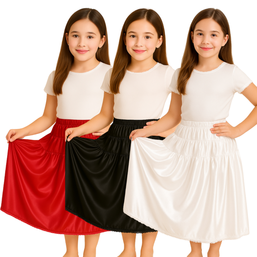 Saia Infantil Umbanda e Candomblé Cetim Premium com Renda 3.00 Metros de Roda em Oferta na Shopee