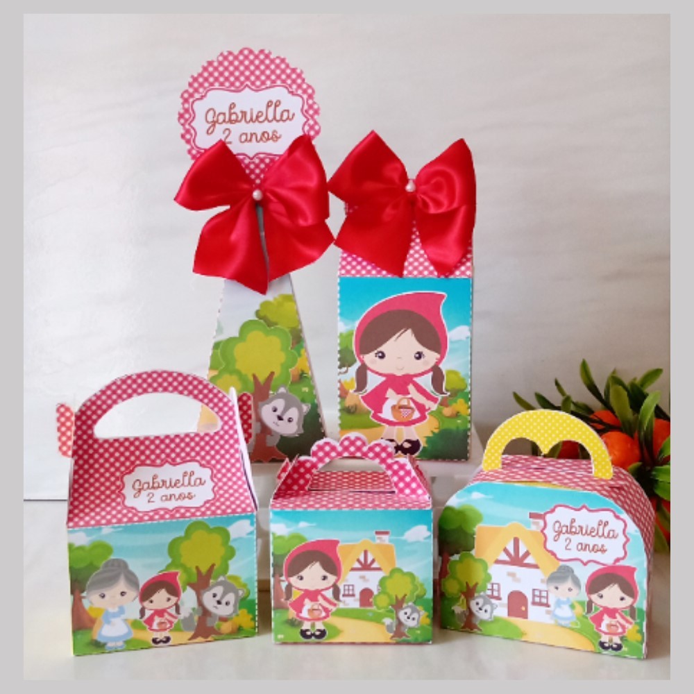 Kit Personalizados Chapeuzinho Vermelho/ Kit Festa Caixinhas Personalizadas Lembrancinha Mimos Aniversário.