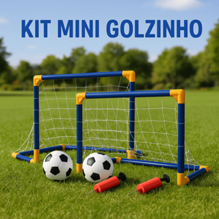 Kit Trave Golzinho Futebol Infantil – 2 Traves + 2 Bolas + 2 Bombas – Trave de Brinquedo com Rede em Oferta na Shopee