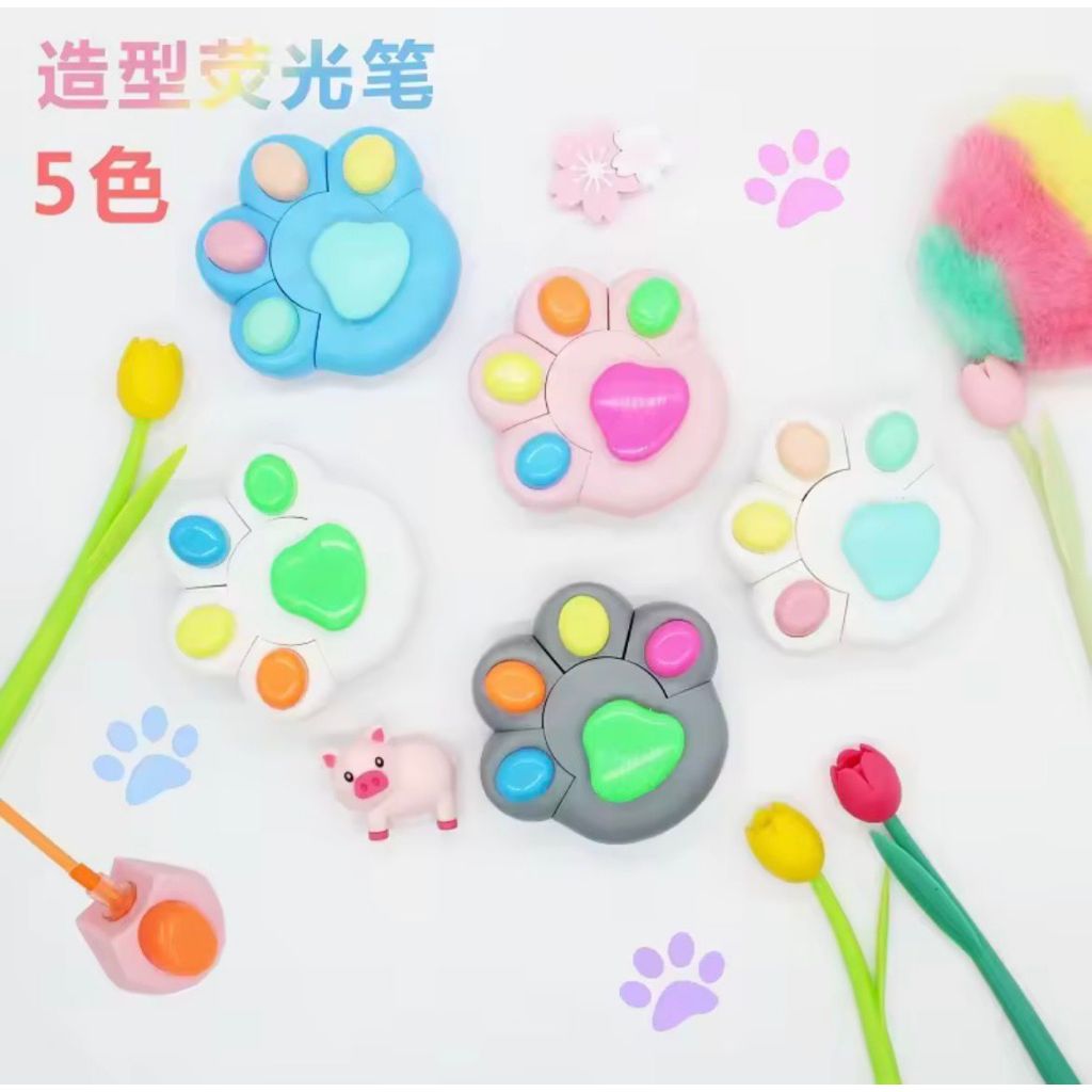 Marca Texto Patinha de Gato Fluorescente 4 Cores em 1 em Oferta na Shopee