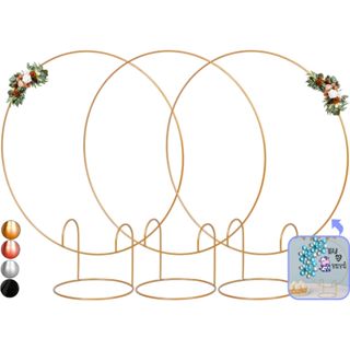 3 Arco De Festa Redondo 50cm De Mesa Dourado Painel Decoração em Oferta na Shopee
