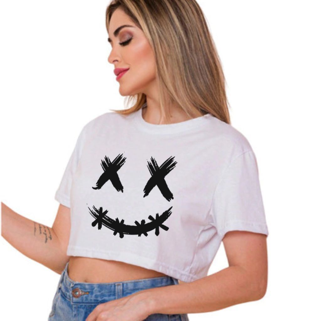 Croped blusa Sliim estampada moda feminina confortável estiloso para o dia tendencia no mercado