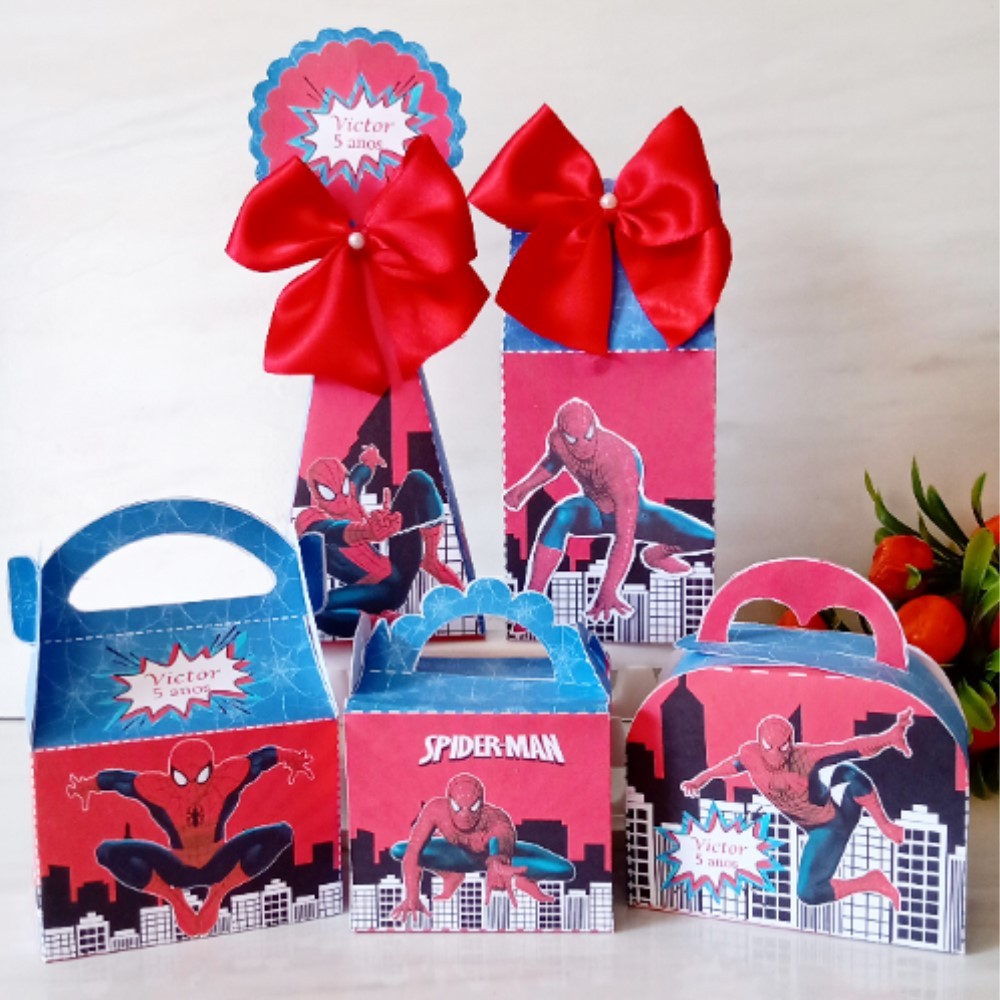 Kit Personalizados Homem Aranha  / Kit Festa Caixinhas Personalizadas Lembrancinha Mimos Aniversário.