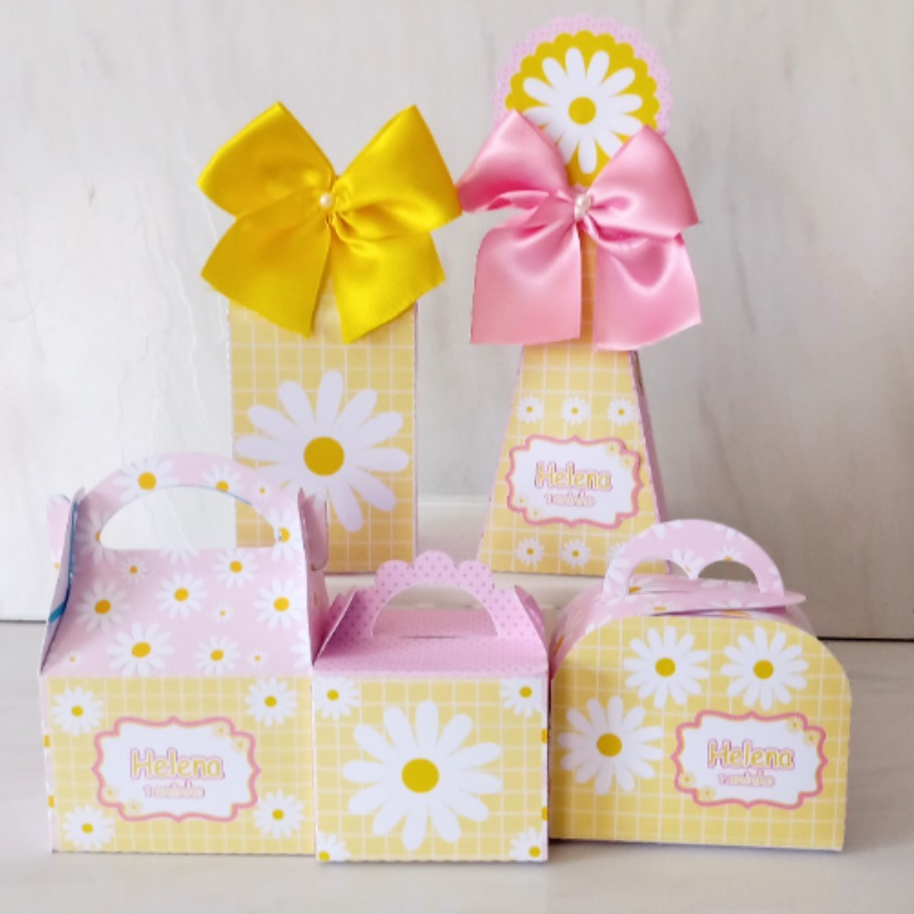 Kit Personalizados Margaridas / Kit Festa Caixinhas Personalizadas Lembrancinha Mimos Aniversário.
