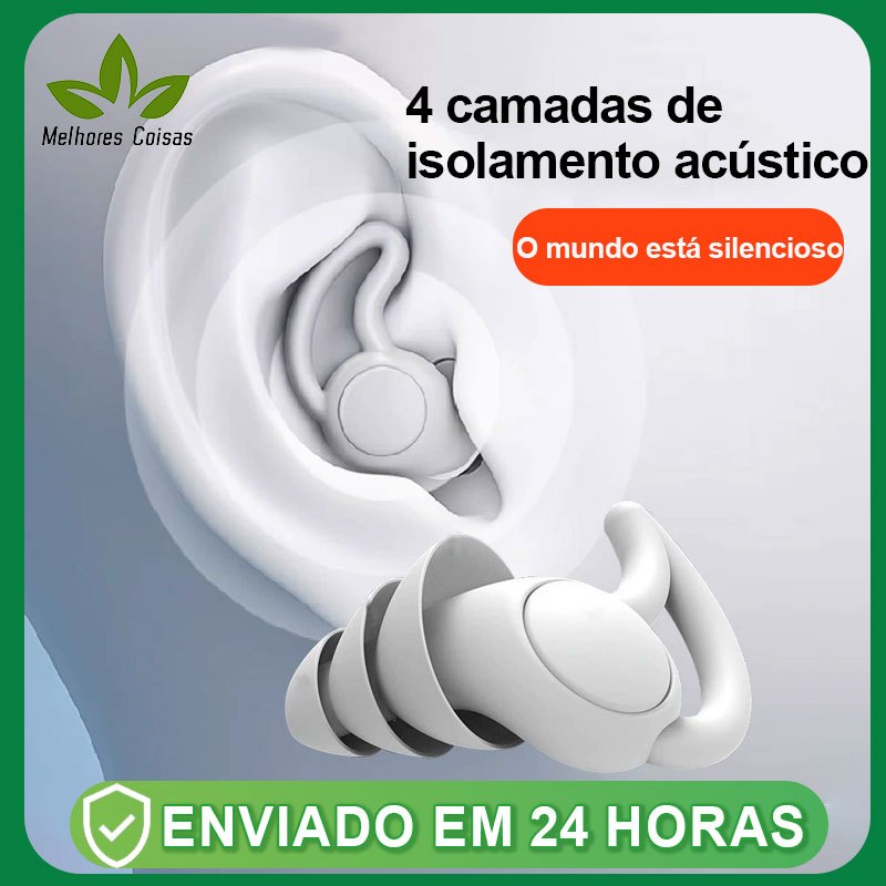 Imagem Protetor Tampão De Ouvido Auricular Antiruído Para Natação Dormir 3 Camadas Resistente Água