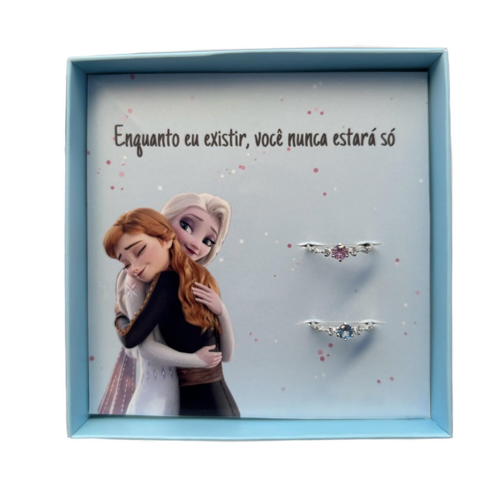 Anéis Amizade/Irmãs Frozen Prata 925 (Modelo Cravejado) LS