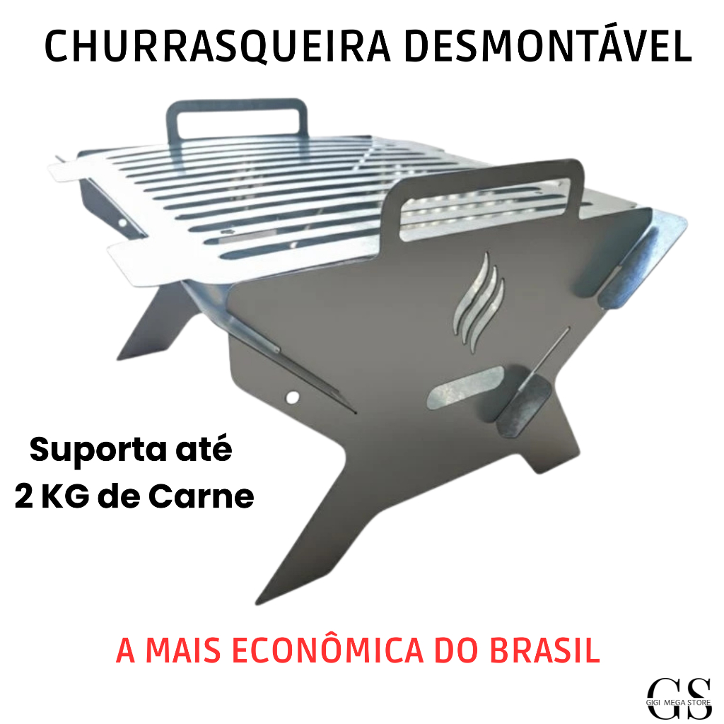 Churrasqueira Galvanizada Compacta Desmontável – Perfeita p/ Apartamento & Eventos