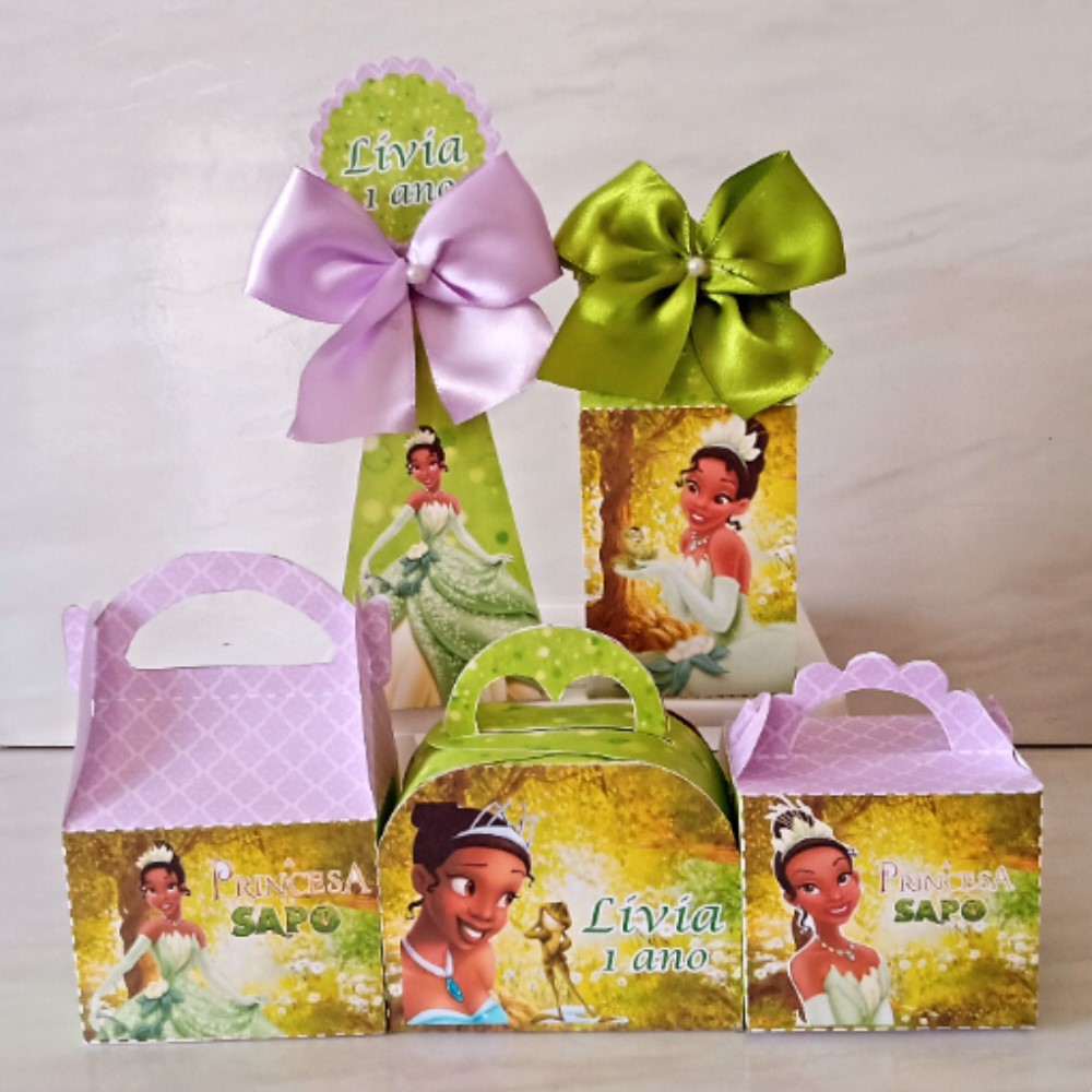 Kit Personalizados Princesa Tiana e o sapo / Kit Festa Caixinhas Personalizadas Lembrancinha Mimos Aniversário.