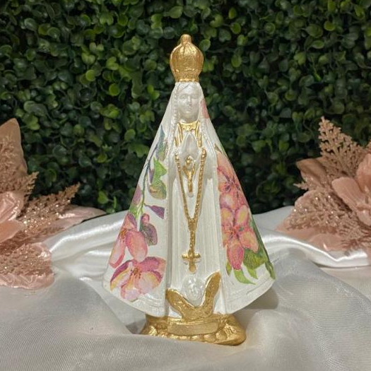 Nossa Senhora Aparecida  Decoupage de Flores  15 cm em Oferta na Shopee