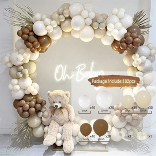 Kit 182 peças Balões 5" 10" Balões marrom-fosco e branco-leitoso Para Festas e Aniversários C/Fita adesiva em Oferta na Shopee