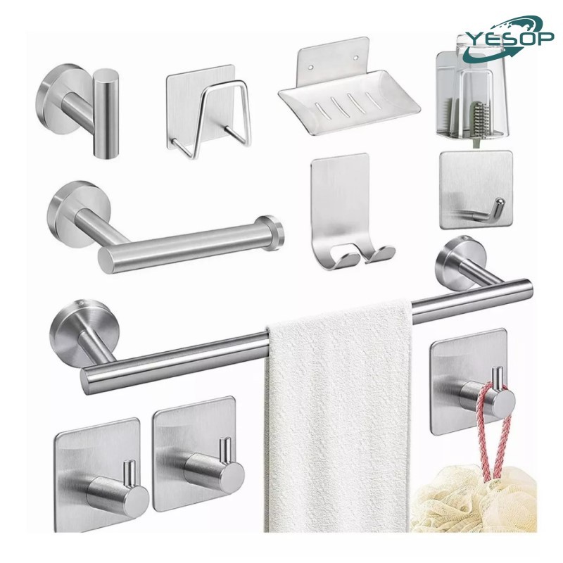Kit Acessórios Banheiro Cabide Toalheiros Papeleira 11 Peças Yesop
