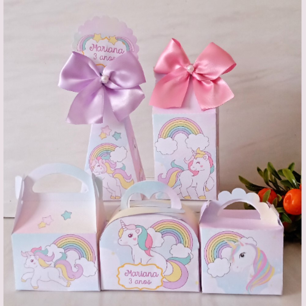 Kit Personalizados Unicórnio / Kit Festa Caixinhas Personalizadas Lembrancinha Mimos Aniversário.