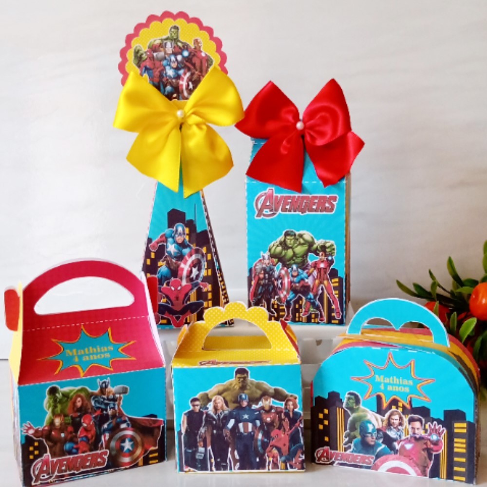 Kit Personalizados Vingadores / Kit Festa Caixinhas Personalizadas Lembrancinha Mimos Aniversário.
