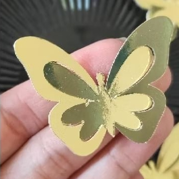 Borboletas vazadas aplique 3d lamicote dourado - Aplique p lembrancinhas, borboletas decoração bolos