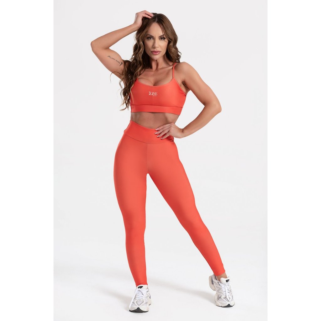 Conjunto Academia Fitness Treino Passeio Top Legging Coral