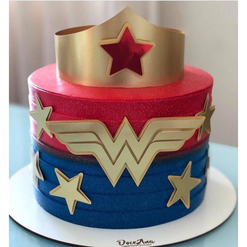 Topo topper de bolo Mulher maravilha 3D em Oferta na Shopee