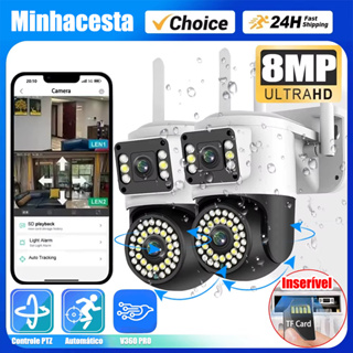 Câmera Segurança WiFI IP 2 Lentes Visão Noturna Microfone a Prova D'água gira 360 App V360 G1 em Oferta na Shopee