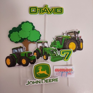 Topo Topper de Bolo Trator Festa Aniversário Mesversario em Oferta na Shopee