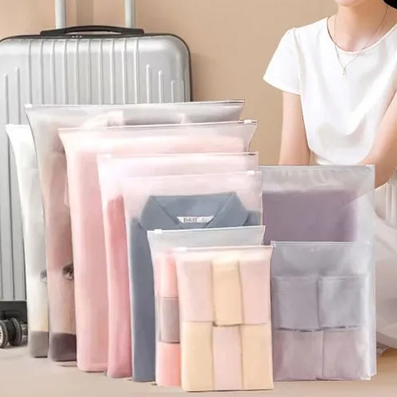 KIT10 Saco Organizador com Zíper Vedante Vários Tamanhos Fosco/Opaco p/ Casa e Viagem