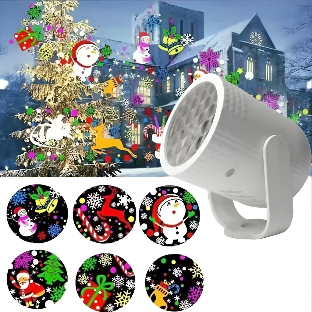 Mini projetor de luz de Natal LED portátil, RGB colorido, saída de cabo Tipo-C