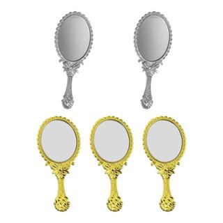 Kit 5 Pçs Espelho De Mão Provençal Princesas Reto Para Maquiagem Grande