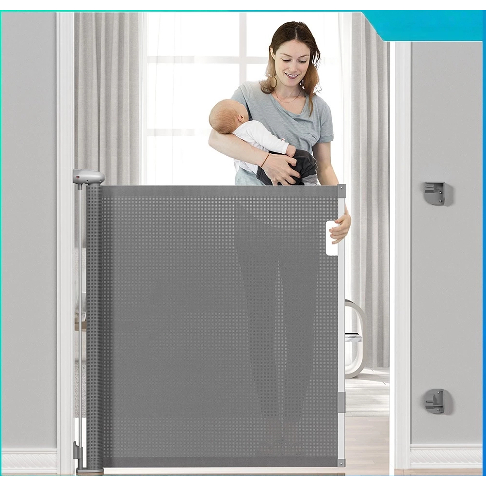 Tela Segurança para Bebês e Pets+Portão de Proteção Retratil:Grilhetes Retráteis para Escadas Internas e Divisórias（1.4m em Oferta na Shopee