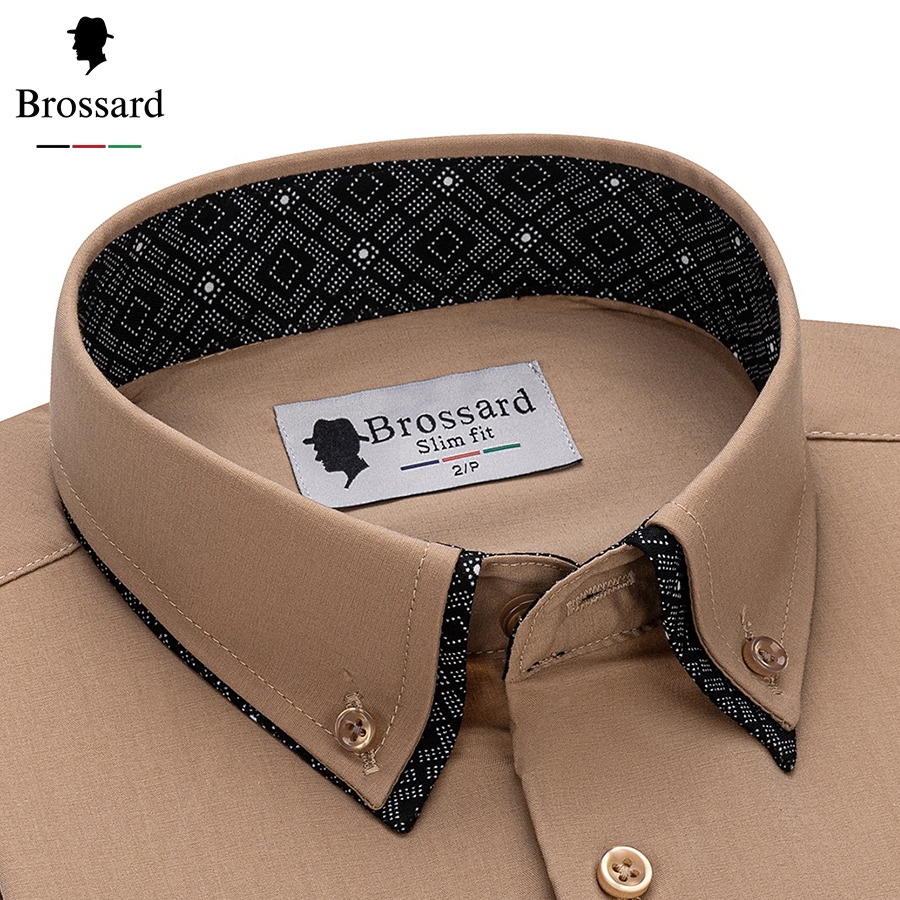 Camisa Social Masculina Brossard Série Platina - Moda Casual Manga Longa,Corte Slim Elegante
