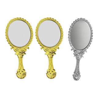 Kit 3 Pçs Espelho De Mão Provençal Princesas Reto Para Maquiagem Grande