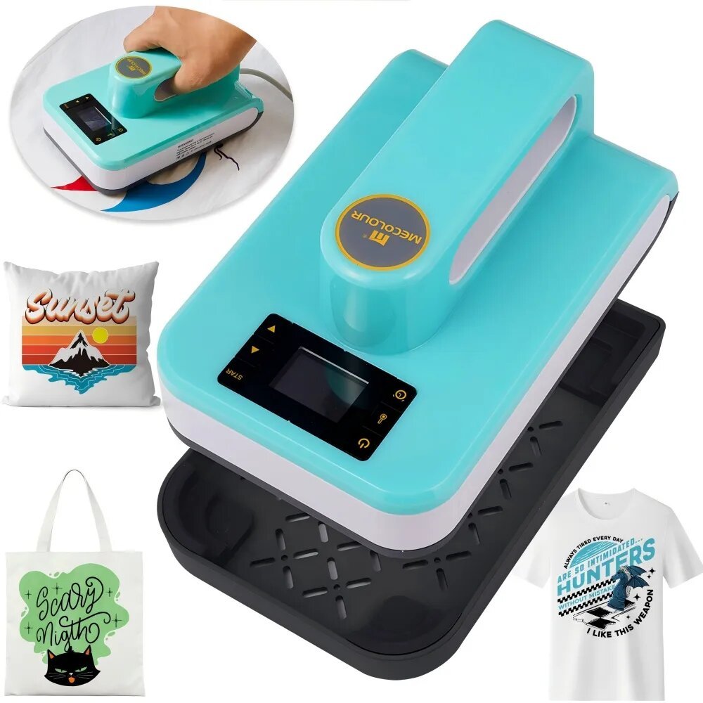 MECOLOUR Máquina De Prensa Térmica Portátil 12*18CM Para Camisetas, Chapéus, Bolsas, Travesseiros em Oferta na Shopee