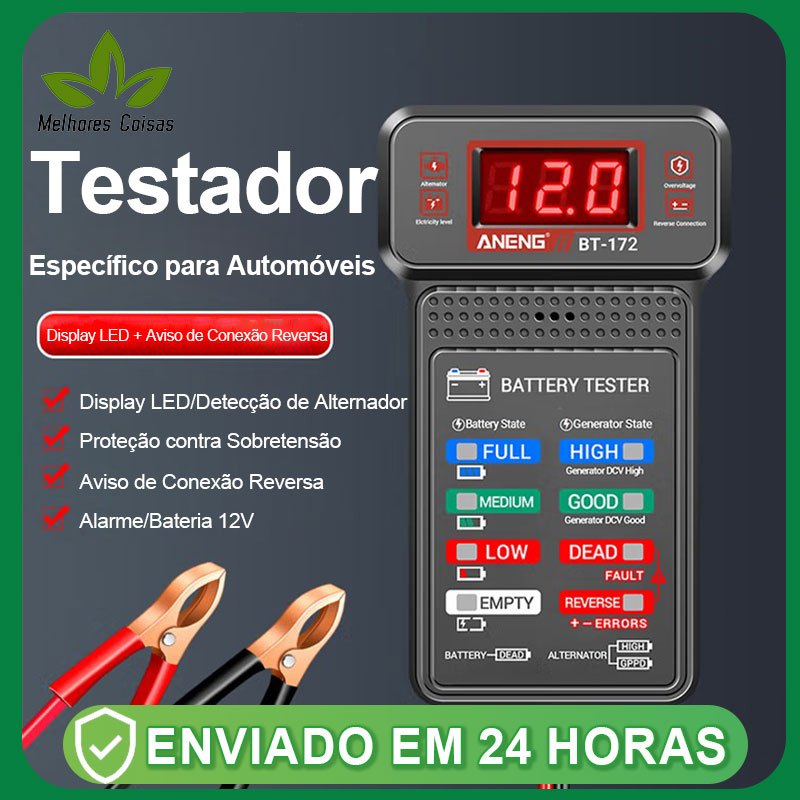 12v Testador Medidor Teste De Bateria Alternador Automotivo Auto Carro Para Reparos Automotivos