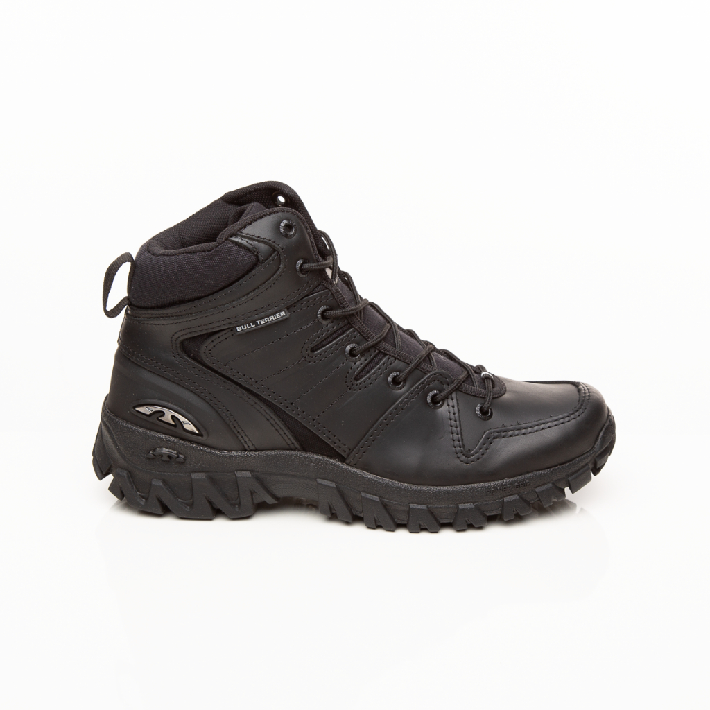 Bota tática de cano Médio em Couro Swat Bull Terrier para Trilha Moto Montanha Airsoft Militar