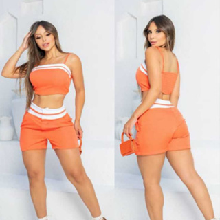 Conjunto Summer Alfaiataria 2 Peças Cropped Short Feminino Casual em Oferta na Shopee