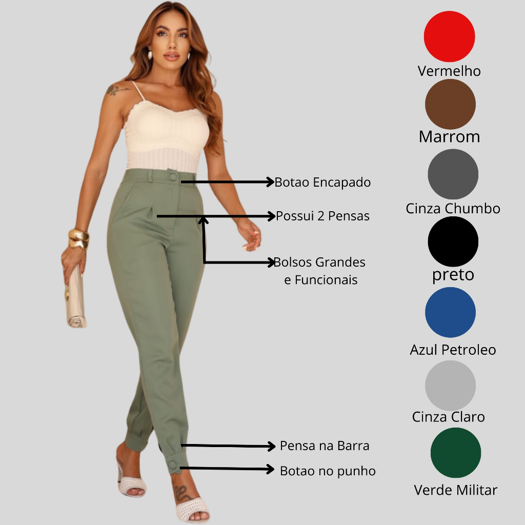 Calça Feminina modelo senoura | alfaiataria | p.m.g.gg em Oferta na Shopee