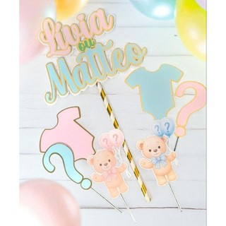 Topo de Bolo Chá Revelação/Decoração de Bolo Chá Revelação/Chá Revelação