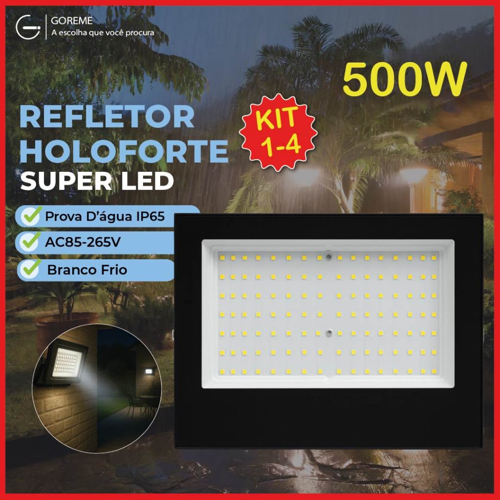 Holofote Refletor Led ECO Pro 500W Branco Frio 6500K (Luz Branca) | IP65 110V-22