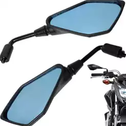 Retrovisor Z400 Rebaixado 90 Graus Haste Longa Lente Azul Titan 160 Fan Bros 150 160 Cb Twister 300F