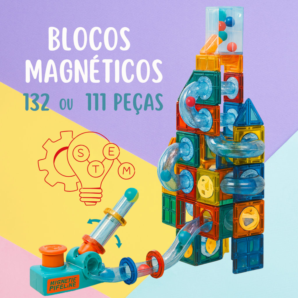 Bloco Magnético 111 ou 132 peças Brinquedo  STEM Desenvolvimento Infantil em Oferta na Shopee