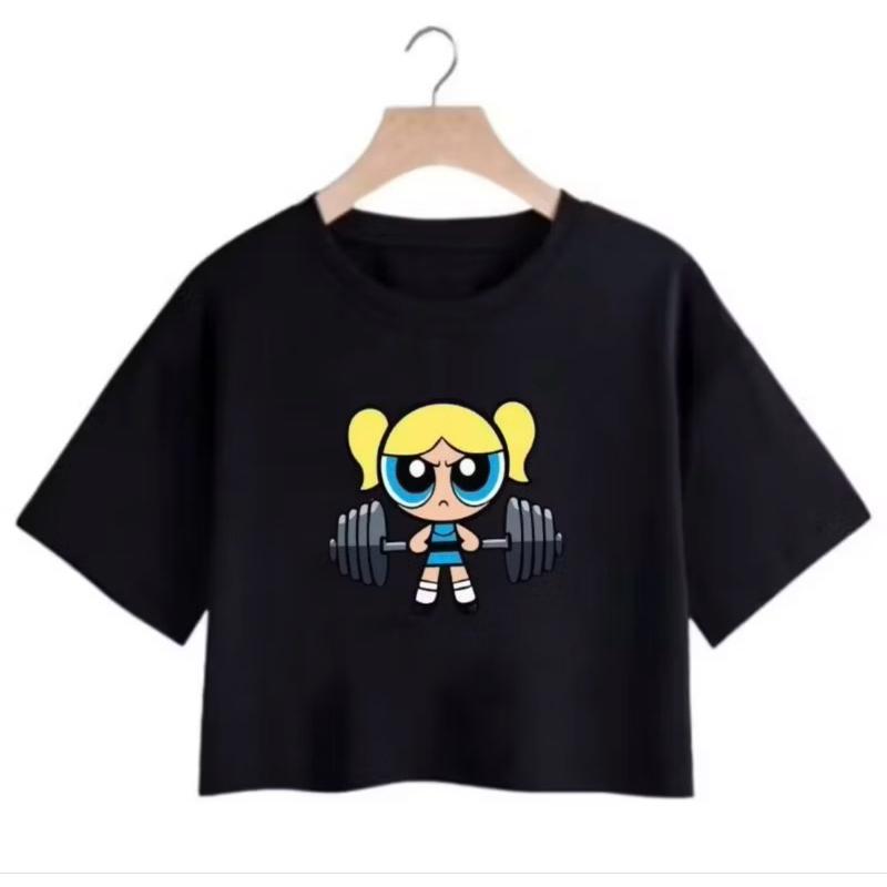 Cropedd Estampado Blusinha Super Poderosas Lindinha Academia Algodão Fresquinho