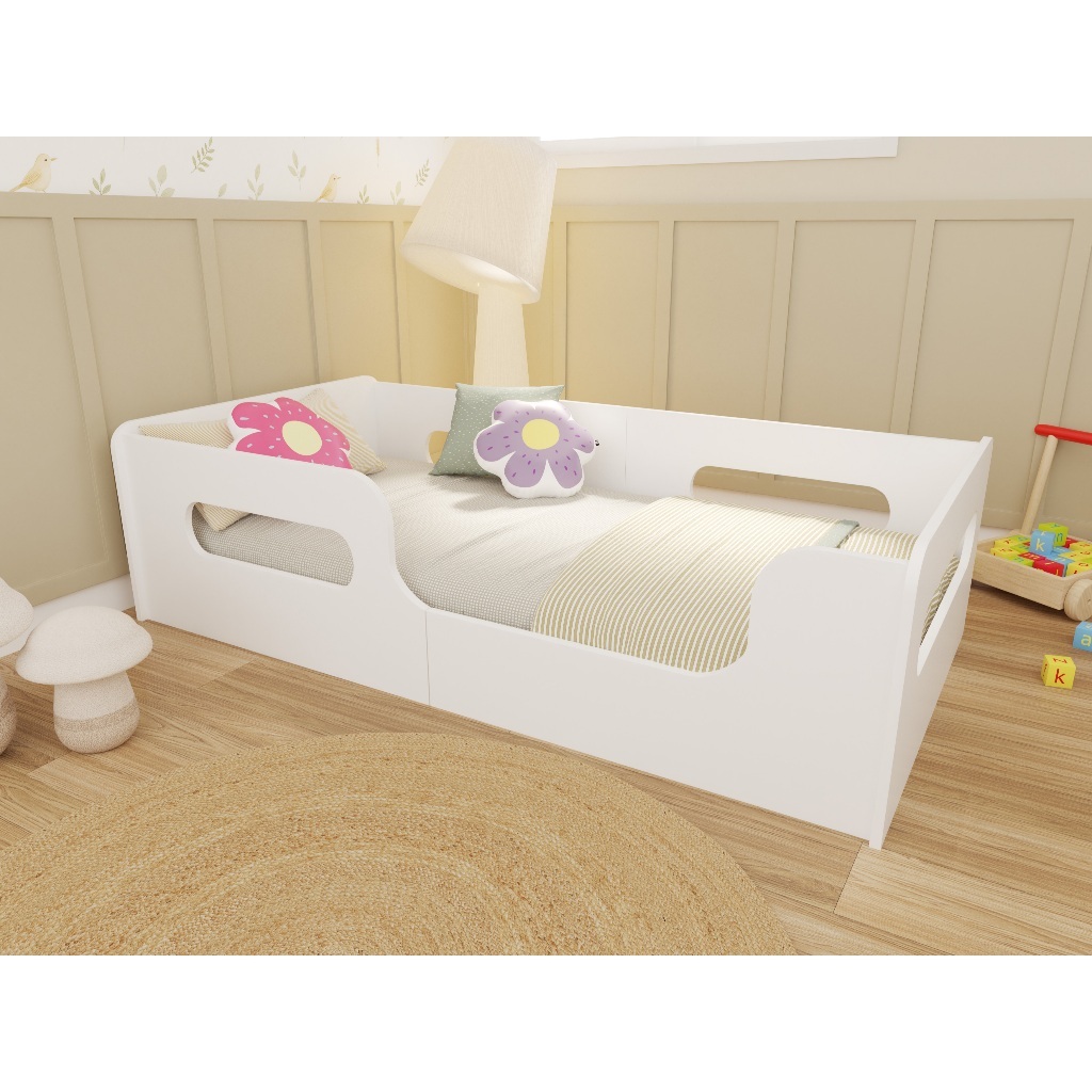 Cama Infantil Montessoriana Grade Proteção Valentina Caminha Cercado Quarto Juvenil