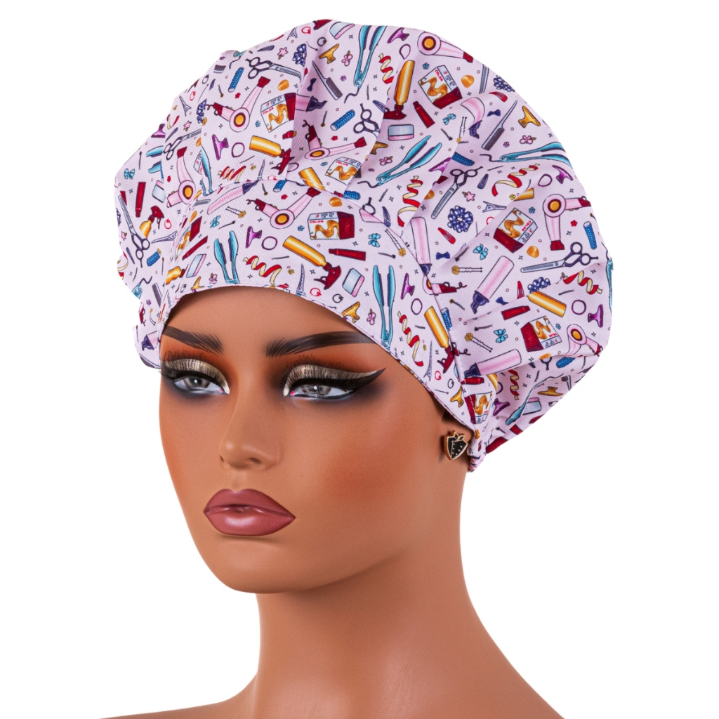 Chapéu Touca Para Profissional Estética Cabelereiro Manucire Design Cílios Sombrancelha Gorro Salão De Beleza Rosa Claro