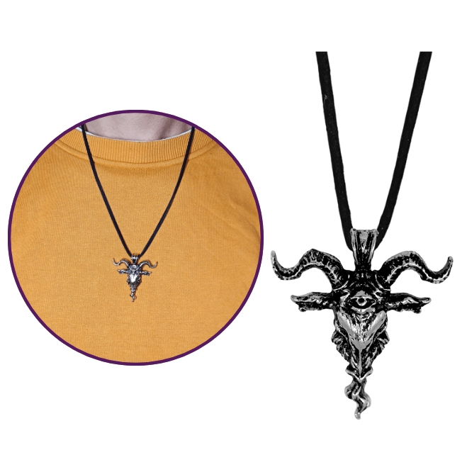 Colar pingente baphomet ocultismo místico gótico pentagrama invertido