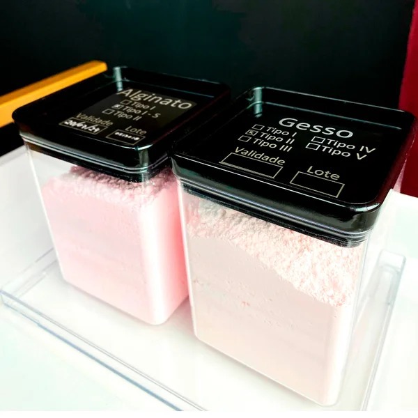 Kit Pote Hermético 1 Litro Alginato E Gesso Consultório e Clínicas