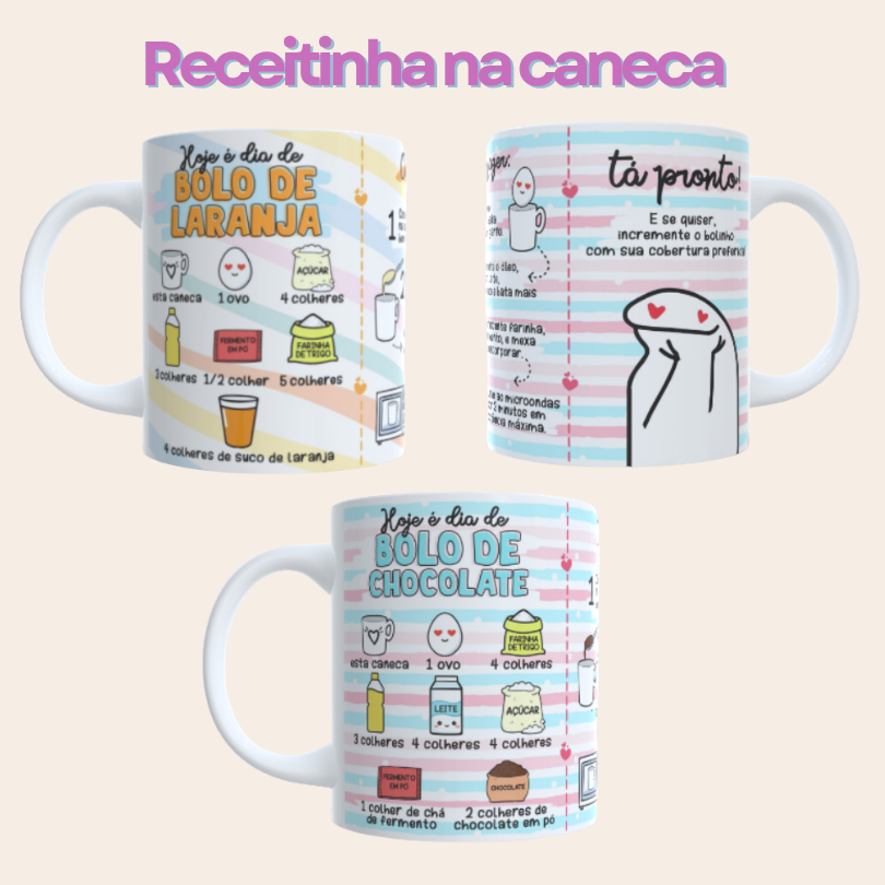 Caneca de Cerâmica para Receita de Bolo